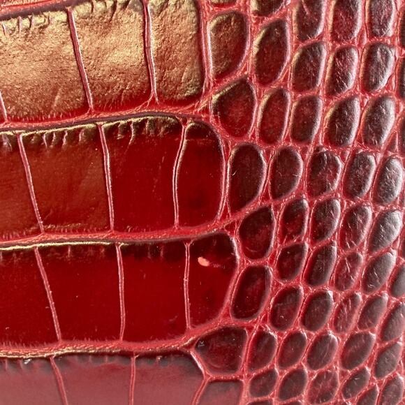 LONGCHAMP LARGE BURGNADY CROC EMBOSSED PRINT SHOULDER BAG - Picture 6 of 16